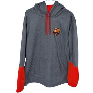 FC Barcelona Hoodie XL Gray Orange‎ Sweatshirt Soccer Futbol LaLiga